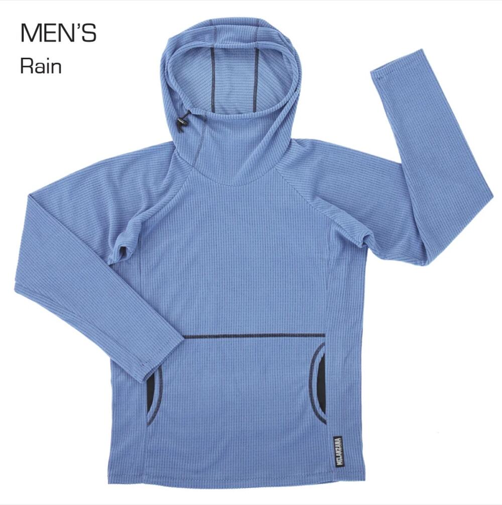 Melanzana Men's Micro Grid Hoodie Size LARGE Light Blue Rain Fleece Colorado NEW